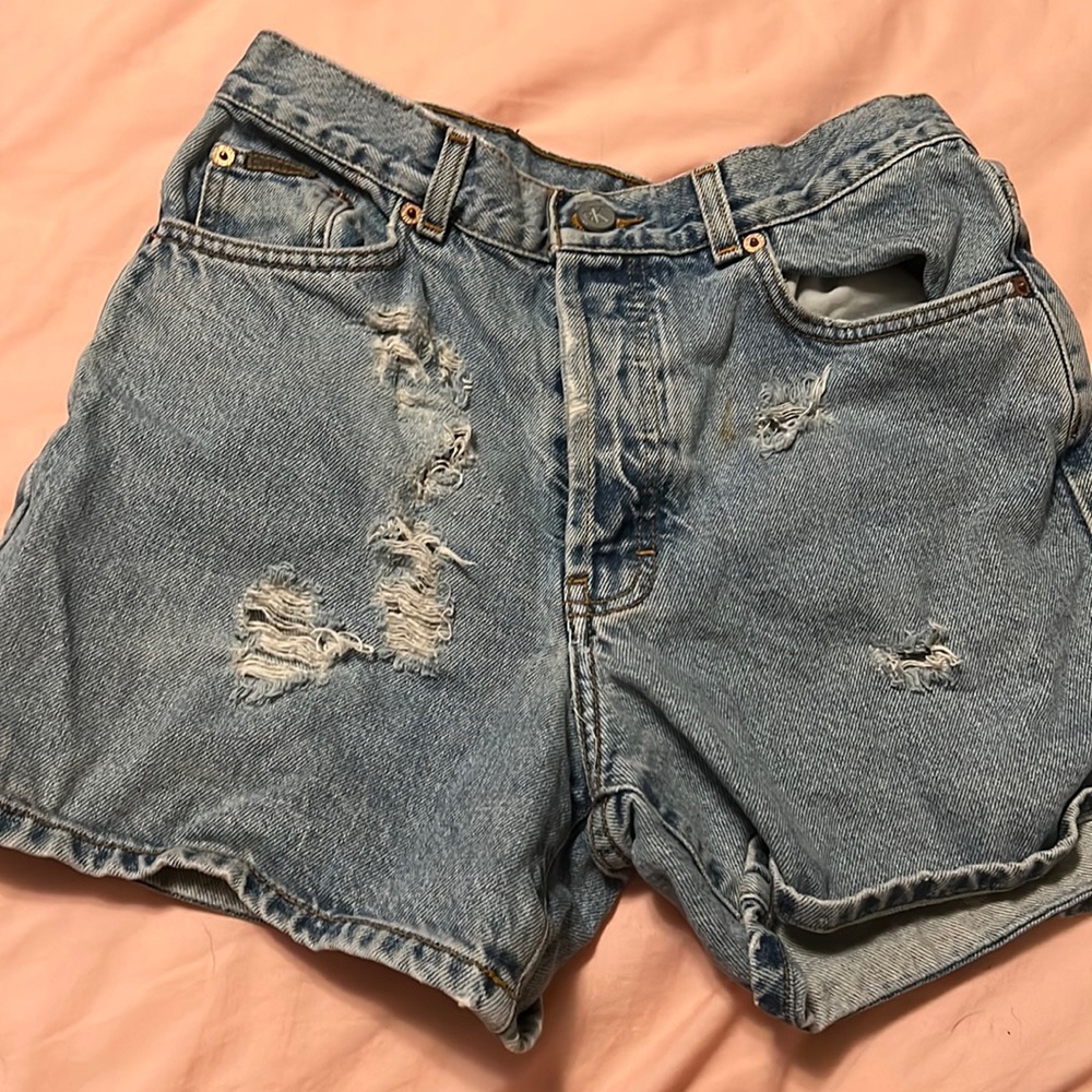 Calvin Klein ripped jeans shorts